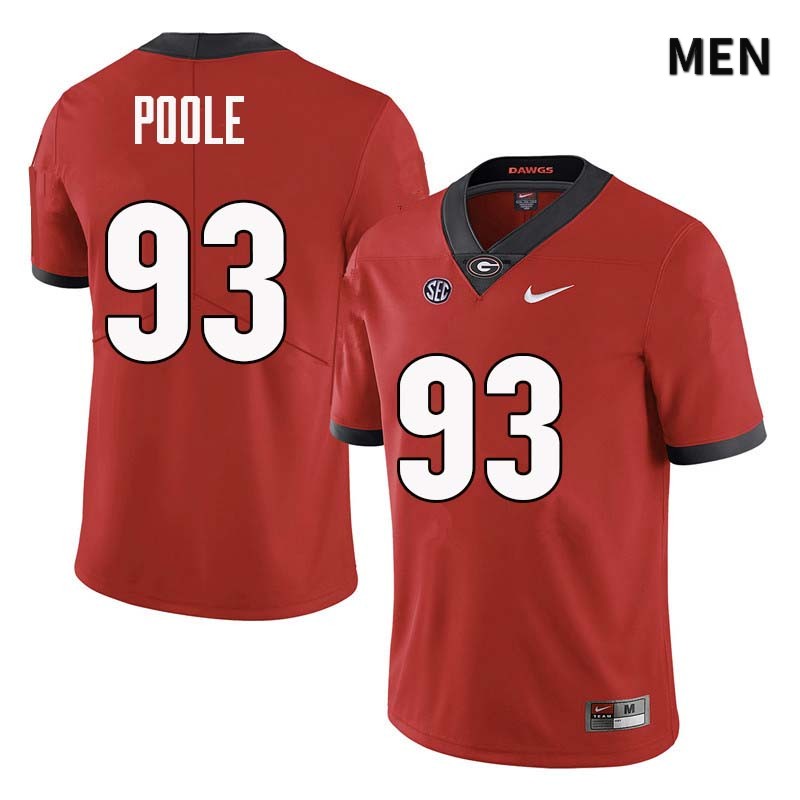 Georgia Bulldogs Men's Antonio Poole #93 Red Stitched College UGA Football Jersey 23PN014NB